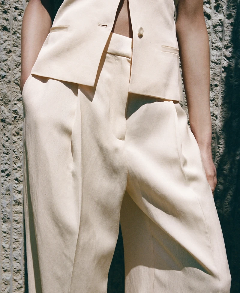 Mango Women's Straight Linen-Blend Pants