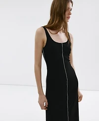 Mango Women's Contrasting Stitching Detail Knit Dress