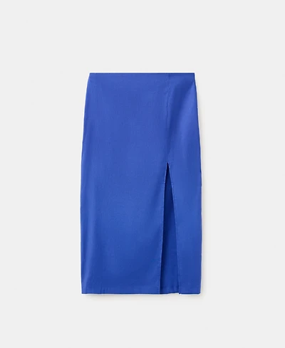 Mango Women's Linen-Cotton-Blend Midi Skirt