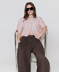 Mango Women's Striped Cotton Linen Shirt