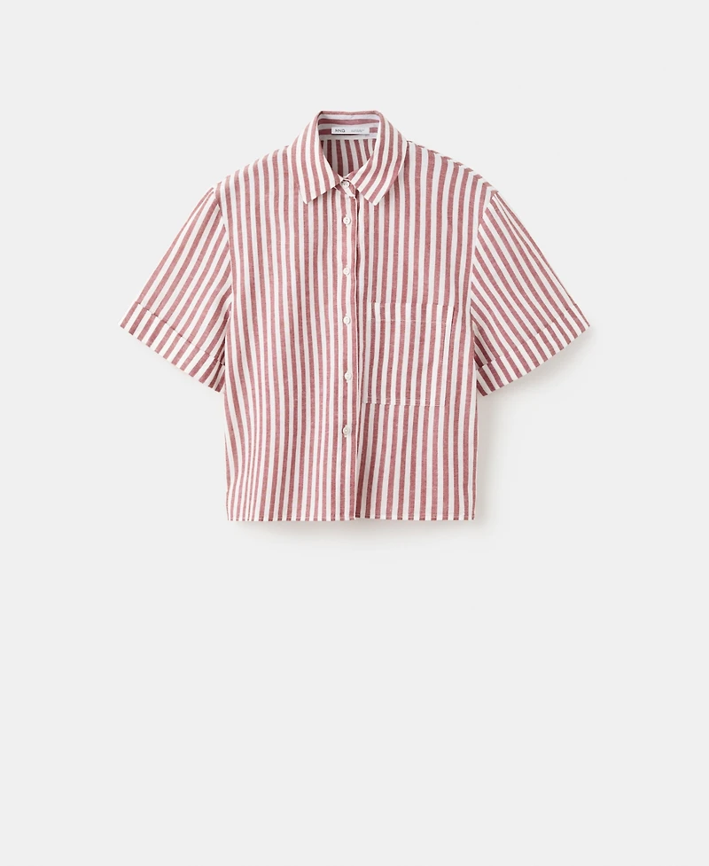 Mango Women's Striped Cotton Linen Shirt