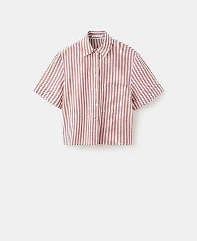 Mango Women's Striped Cotton Linen Shirt