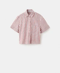 Mango Women's Striped Cotton Linen Shirt