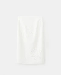 Mango Women's Floral Embroidered Linen Skirt