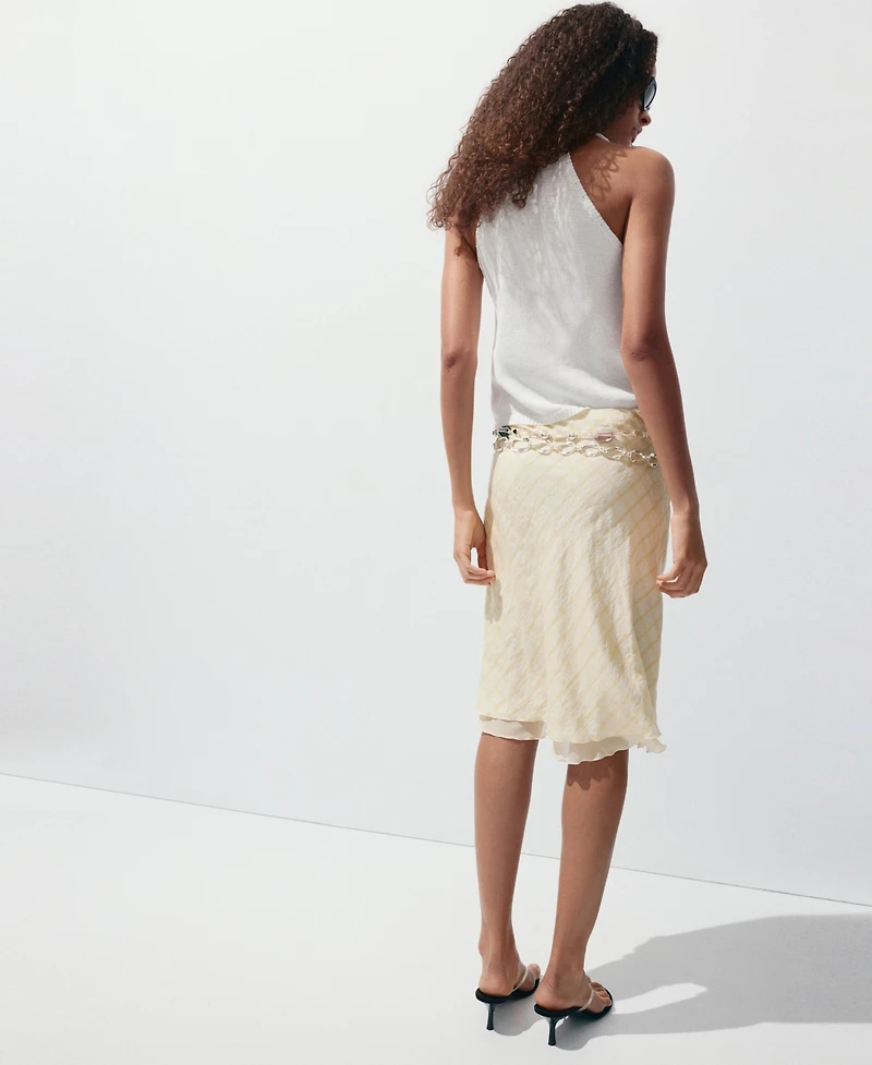 Mango Women's Checked Midi Skirt