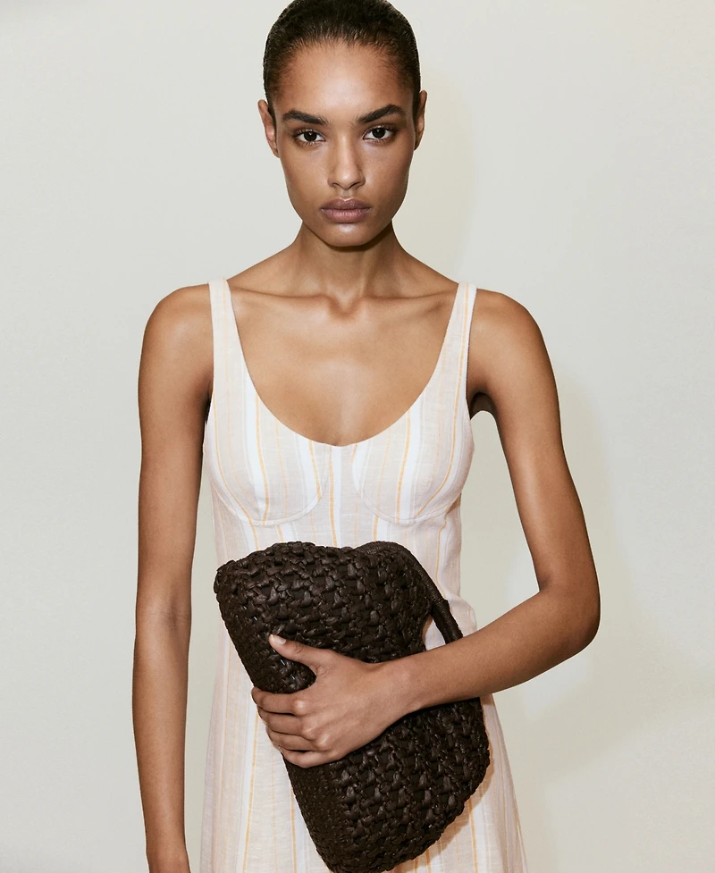 Mango Women's Striped Linen Dress