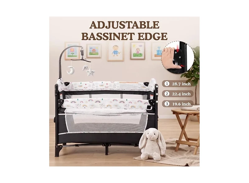 Kinder King Baby 4-in-1 Portable Playard with Bassinet, Changing Table and Storage