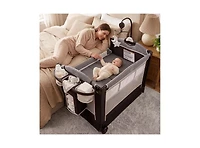 Kinder King Baby 4-in-1 Portable Playard with Bassinet, Changing Table and Storage