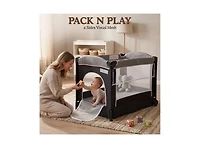 Kinder King Baby 4-in-1 Portable Playard with Bassinet, Changing Table and Storage