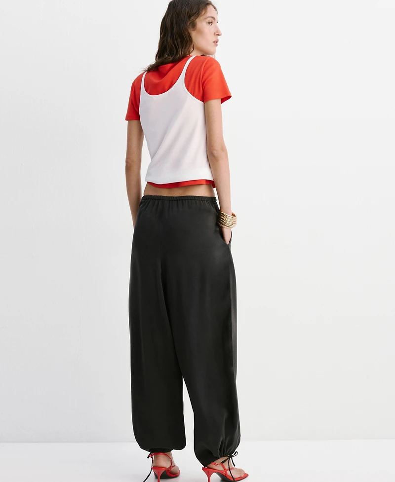 Mango Women's Elastic Waistband Baggy Pants