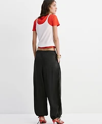 Mango Women's Elastic Waistband Baggy Pants
