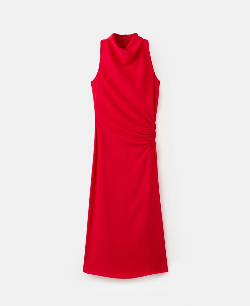 Mango Women's Draped Neckline Ruched Dress