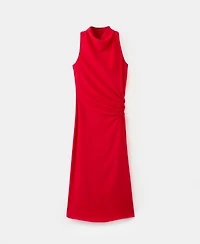 Mango Women's Draped Neckline Ruched Dress