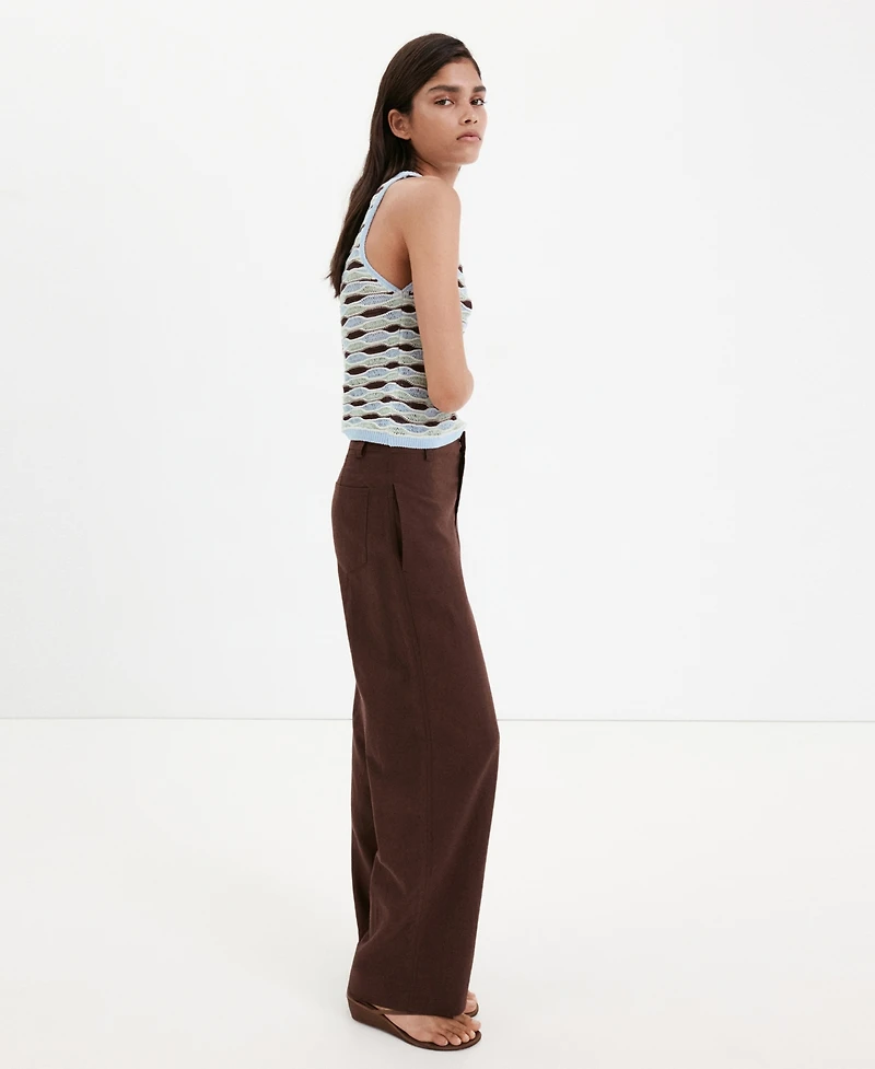 Mango Women's Wavy Stripe Knit Top