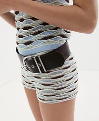 Mango Women's Wavy Stripe Ribbed Knit Shorts