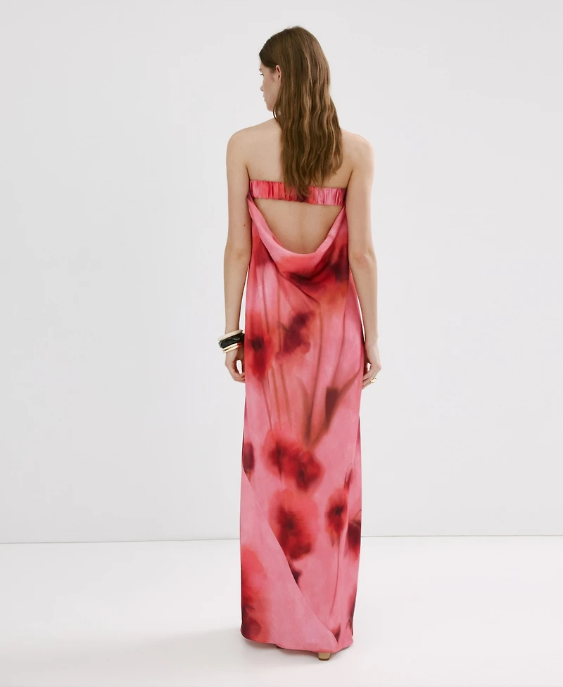 Mango Women's Strapless Floral Dress