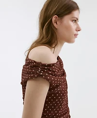 Mango Women's Fitted Polka-Dot Midi Dress