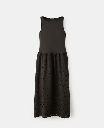 Mango Women's Lace Accents Embroidered Combined Dress