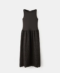 Mango Women's Lace Accents Embroidered Combined Dress