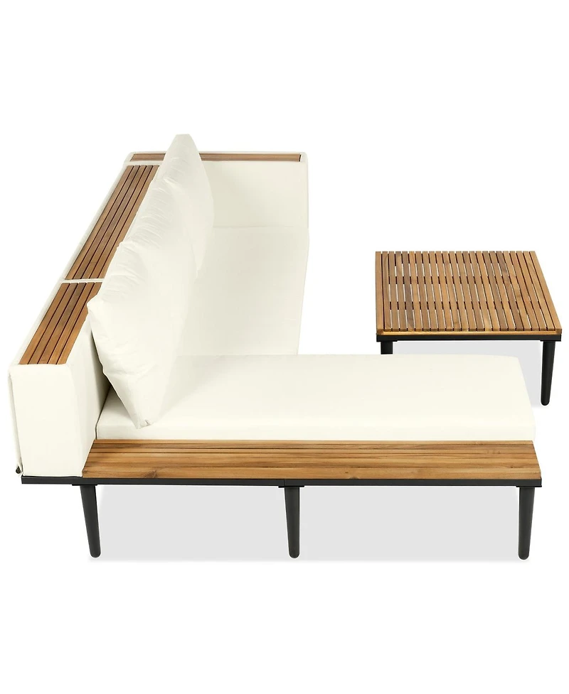 Asagikoiai L-Shaped Outdoor Sectional Sofa Set with Coffee Table and Cushions-Asagikoiai