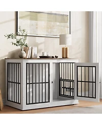 homfan Heavy Duty Wooden Dog Crate, 39.7" Kennel, Liftable Top, Decorative Cage House, End Table and Tv Stand for Large, Medium.