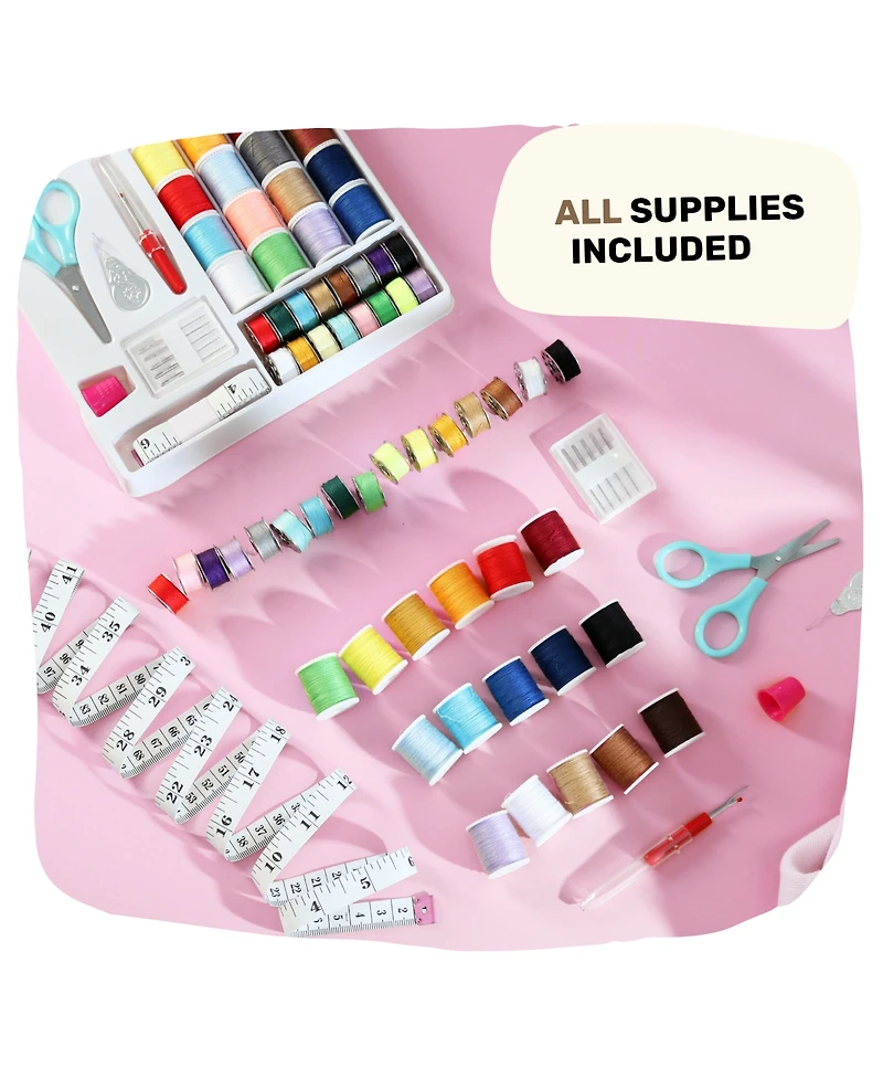 Clara Clark Mini Portable Sewing Machine & Complete Supplies Kit for Beginners and Kids - 48 Piece