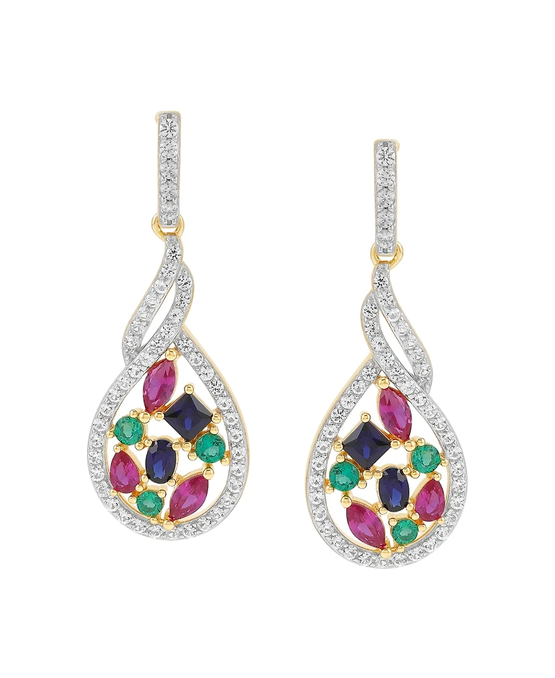 Macy's Multi-Gemstone (1-8/15 ct. t.w.) Earrings in 14k Yellow Gold-Plated Sterling Silver