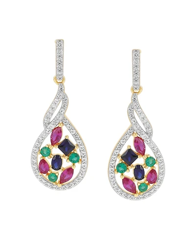 Macy's Multi-Gemstone (1-8/15 ct. t.w.) Earrings in 14k Yellow Gold-Plated Sterling Silver