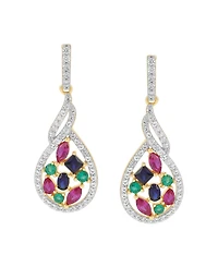 Macy's Multi-Gemstone (1-8/15 ct. t.w.) Earrings in 14k Yellow Gold-Plated Sterling Silver