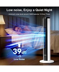 Cowsar 37" Bladeless Tower Fan with Remote and 12H Timer