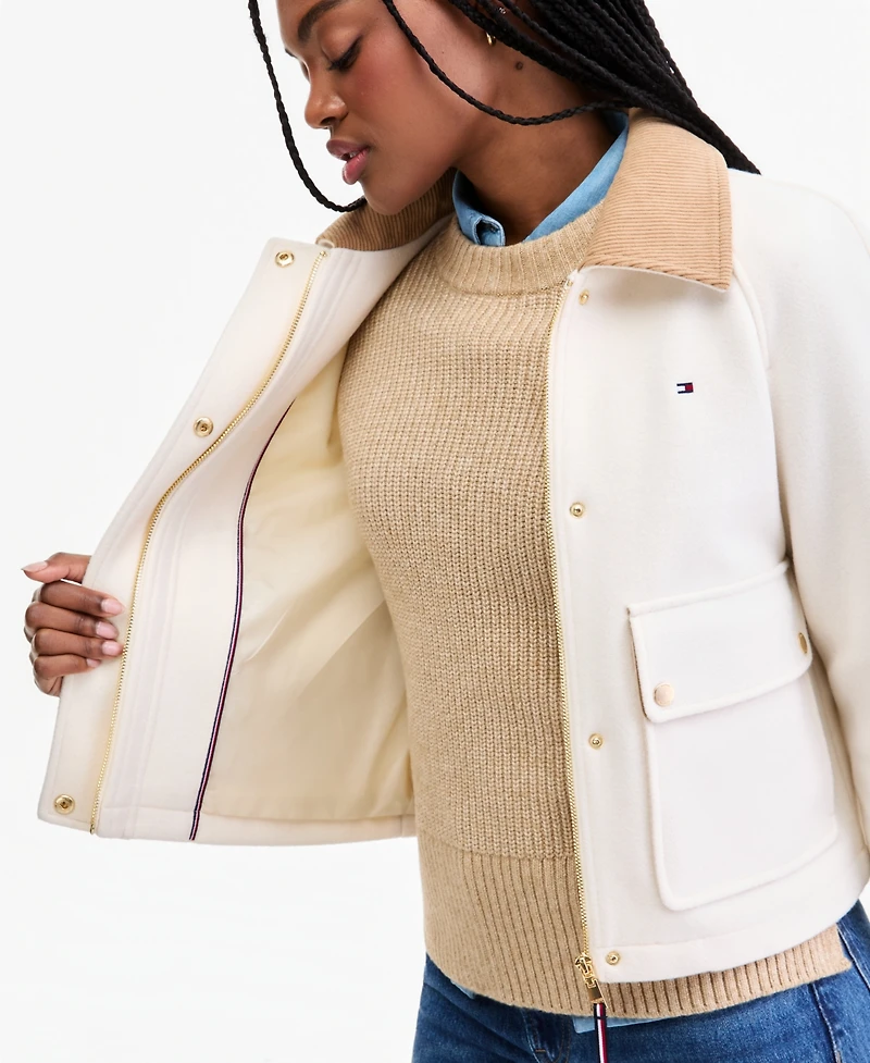 Tommy Hilfiger Women's Corduroy Collar Bomber Jacket
