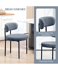 Homcom Boucle Dining Chairs with Curved Backrest, Kitchen Chairs
