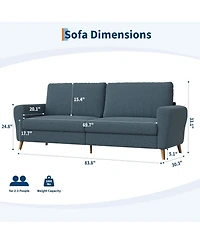 gaomon 84" boucle sofa couch for living room, 3 seater with deep seats, wide armrests, wood legs, modern loveseat for small spaces and office