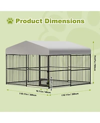 homfan Outdoor Dog KennelFoot Gray Heavy Duty Dog House with Uv Resistant Waterproof Roof and Anti Rust Welded Wire for Medium and Large Dogs