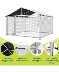 homfan Large Outdoor Kennel with Roof, Heavy Duty Steel Fence for Yard, Farm and Camping