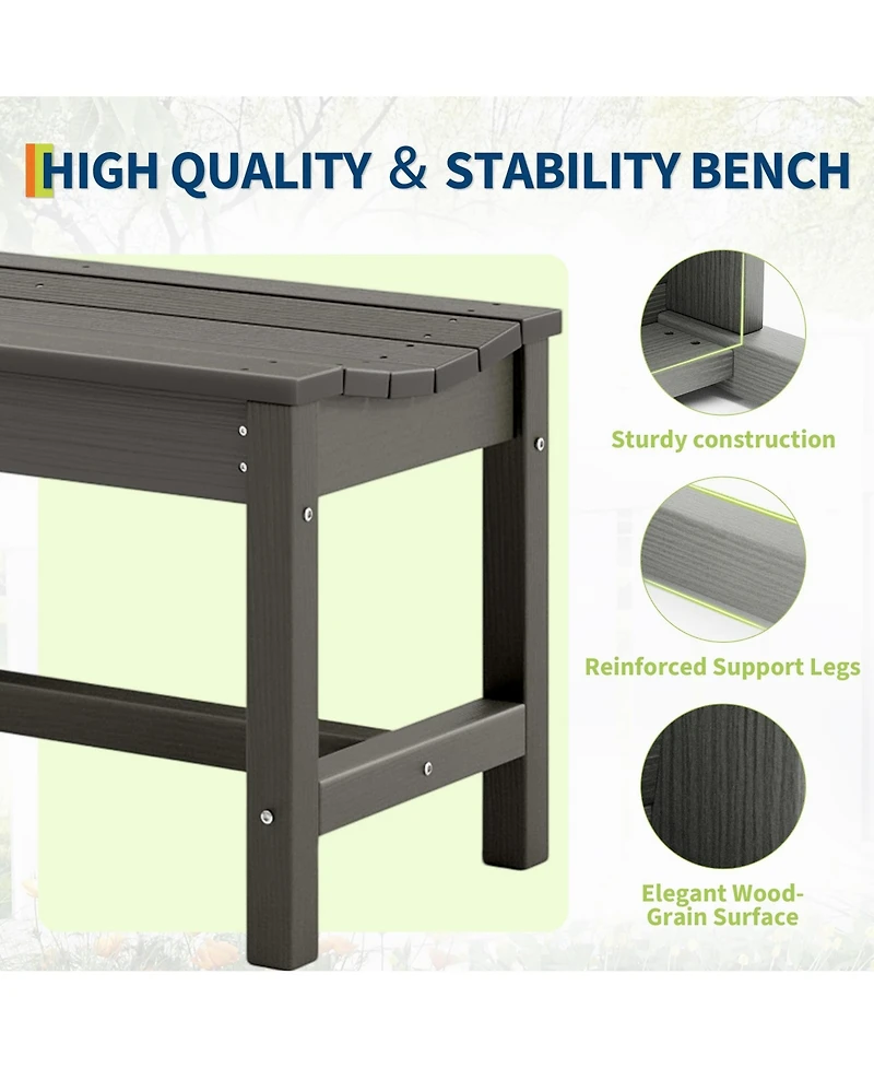 homfan Sturdy Hdpe Outdoor Bench for 2, Curved Backless Heavy Duty Seating, Weatherproof, 800lbs Capacity, Perfect for Patio, Porch, Park, Entryway