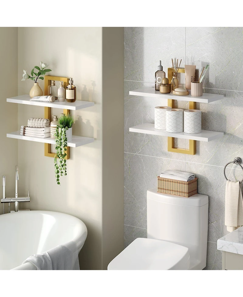 Slickblue Set of 2 Wall Mounted Shelves for Living Room, Bedroom or Bathroom