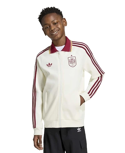 Adidas Big Boys and Girls White Spain National Team Away Full-Zip Anthem Jacket