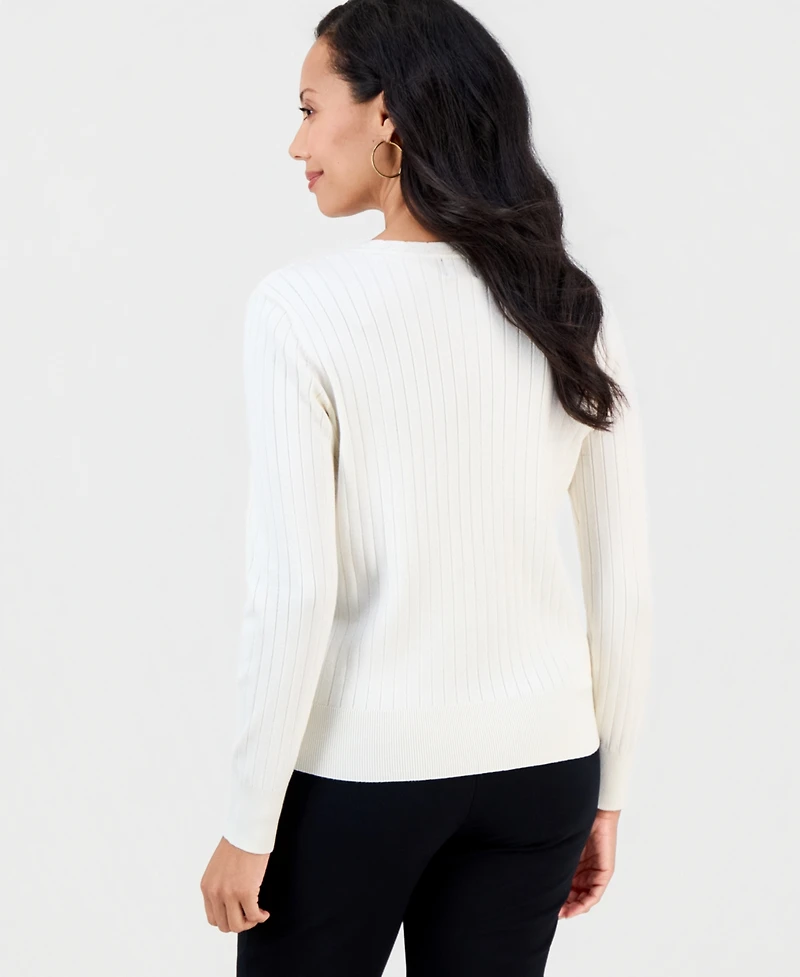 Jm Collection Women's Ribbed Button-Down Cardigan Sweater, Macy's Exclusive