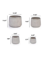 Clihome Handmade Ceramic Planter Set of 4, 6/9/11/14 Inch Diameter, Neutral Textured Finish for Indoor/Outdoor Use on Windowsills & Bookshelves