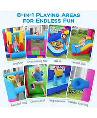 Gymax Inflatable Bounce House With Slides Jumping Area Ball Pit Climbing Wall 780W Blower