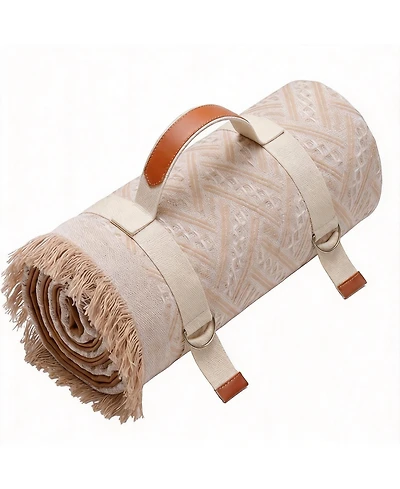 Aofar Outdoor Picnic Blanket Waterproof Woven Boho Mat Beach Towel Yoga Park Garden Festival Ground Cover 80"x80