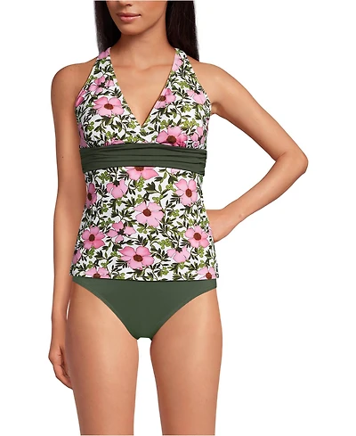 Lands' End Women's D-Cup V-Neck Plunge X Back Tankini Top