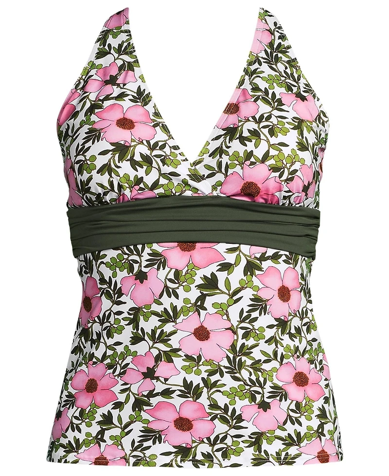 Lands' End Women's D-Cup V-Neck Plunge X Back Tankini Top