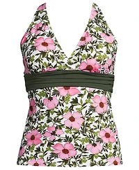Lands' End Women's D-Cup V-Neck Plunge X Back Tankini Top
