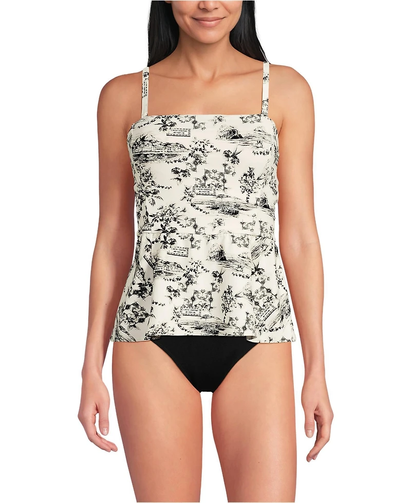 Lands' End Women's Sculpting Waveshaper Peplum Swim Tankini Top
