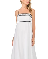 Vince Camuto Women's Square Neck Spaghetti Strap Midi Dress