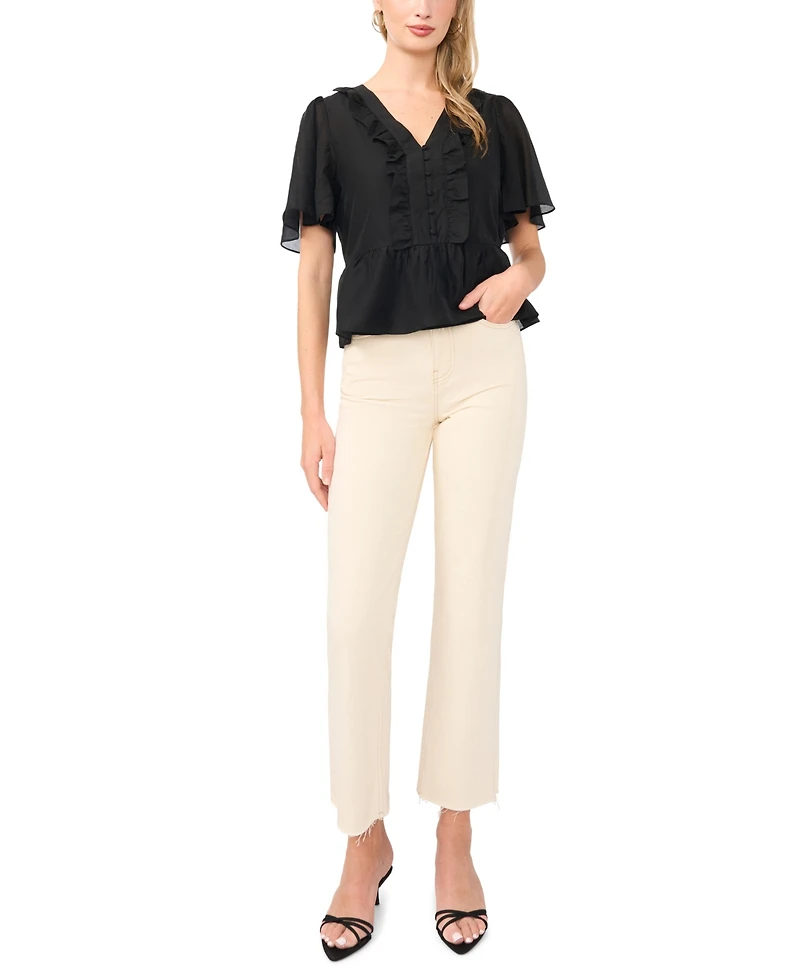 Vince Camuto Women's Flutter-Sleeve V-Neck Top