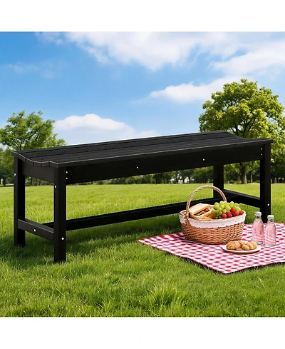 homfan Outdoor Bench with Curved Seating - Hdpe 2-Person Backless Holds up to 800 lbs, Weatherproof Garden for Porch, Patio, Park