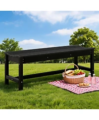 homfan Outdoor Bench with Curved Seating - Hdpe 2-Person Backless Holds up to 800 lbs, Weatherproof Garden for Porch, Patio, Park